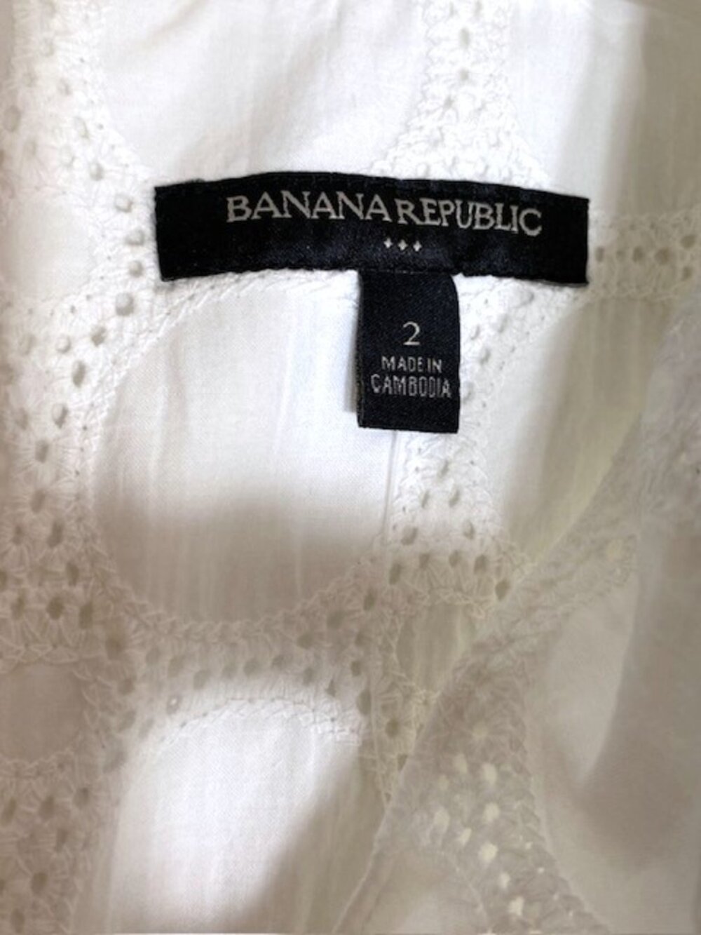 Banana Republic White Dress Sleeveless Eyelet Cotton Mini Lined Women's Size 2 - Picture 4 of 6